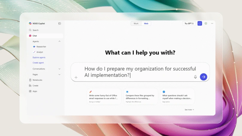 A business decision maker asking Microsoft Copilot how to prepare their organization for successful AI implementation.