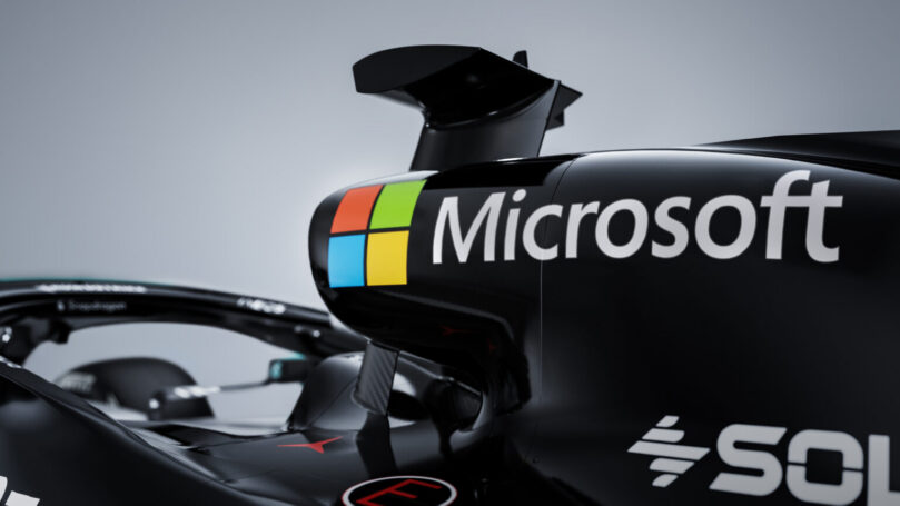 Microsoft Logo on Mercedes-AMG PETRONAS Formula 1 Car