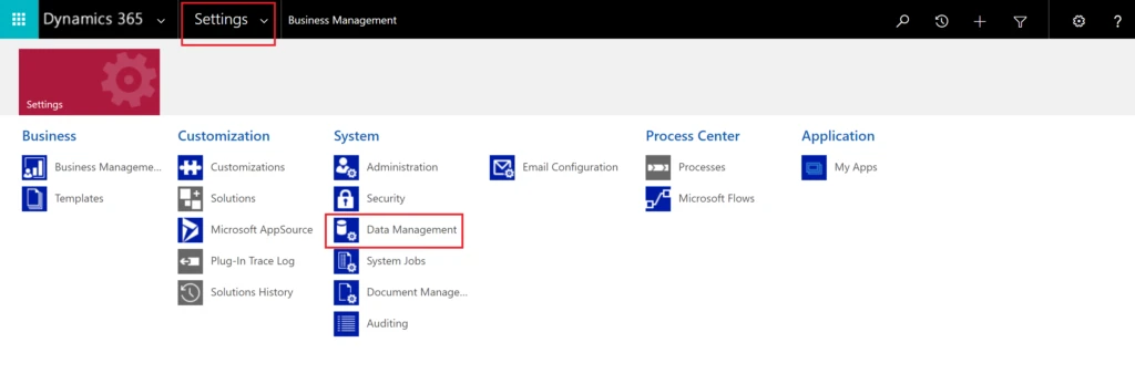 Data Management tab screenshot