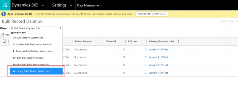 Recurring Bulk Deletion System Jobs