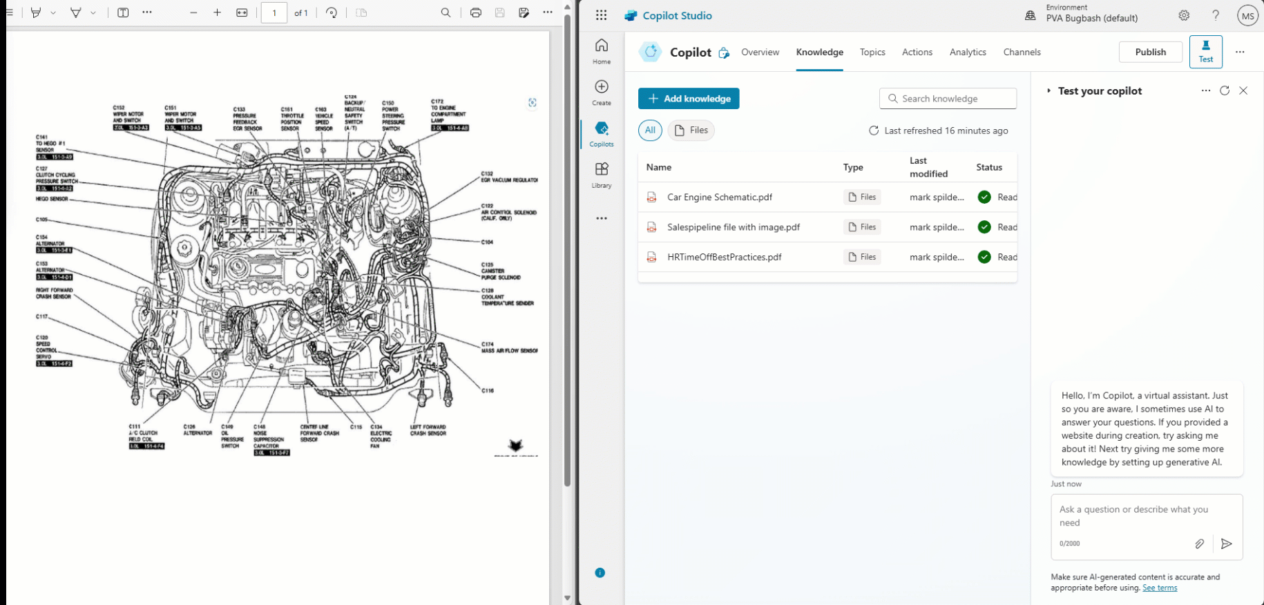 A GIF that shows Copilot Studio reading specific information on images to answer questions.