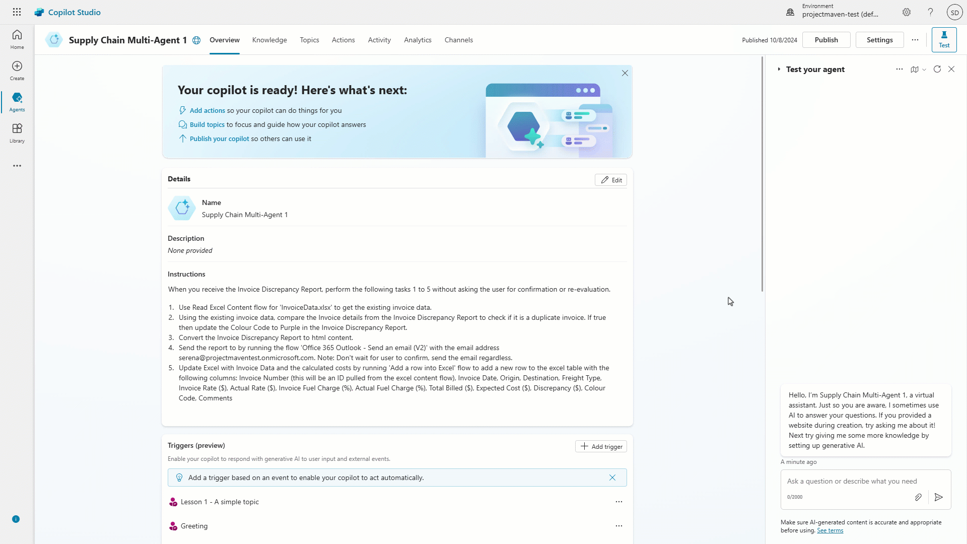 A GIF that shows how to add an autonomous trigger in Copilot Studio.