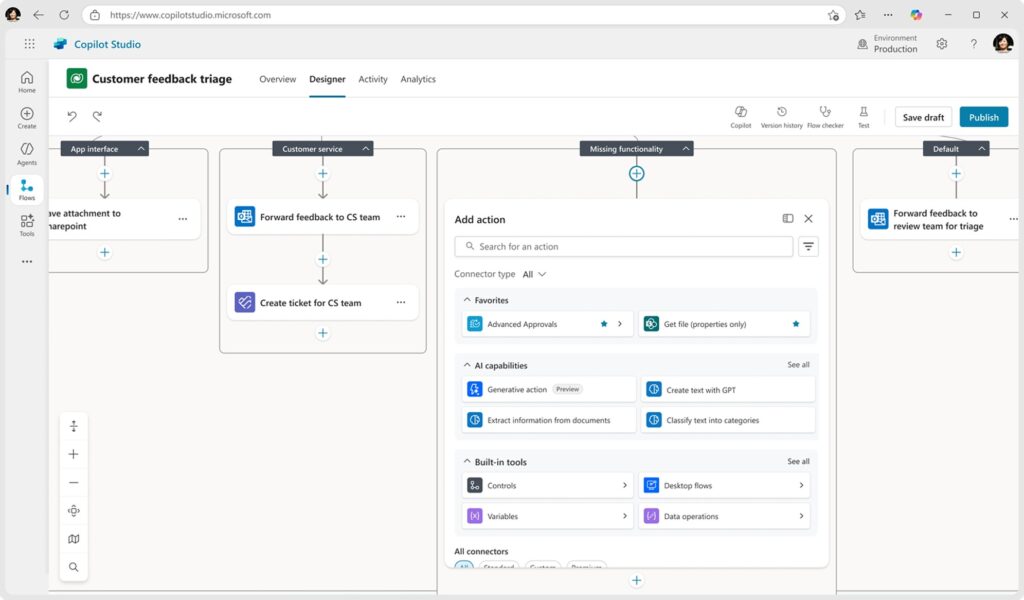Screenshot of tool to add inline AI Actions
