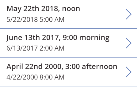 Gallery displaying datetime values