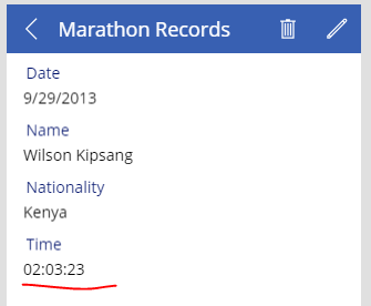 Updated display form for showing time columns