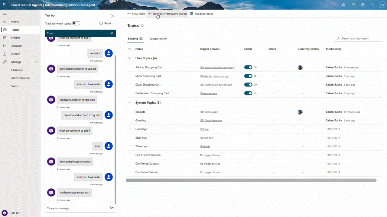 Bot makers will now be able to use Azure development tools like Bot Framework Composer to create custom dialogs and directly add them to Power Virtual Agents bots