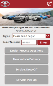 User interface of the Vehicle Delivery App