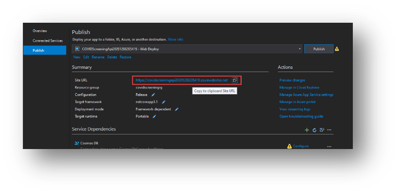 Publishing the API and Registering the API in API Management from Visual Studio