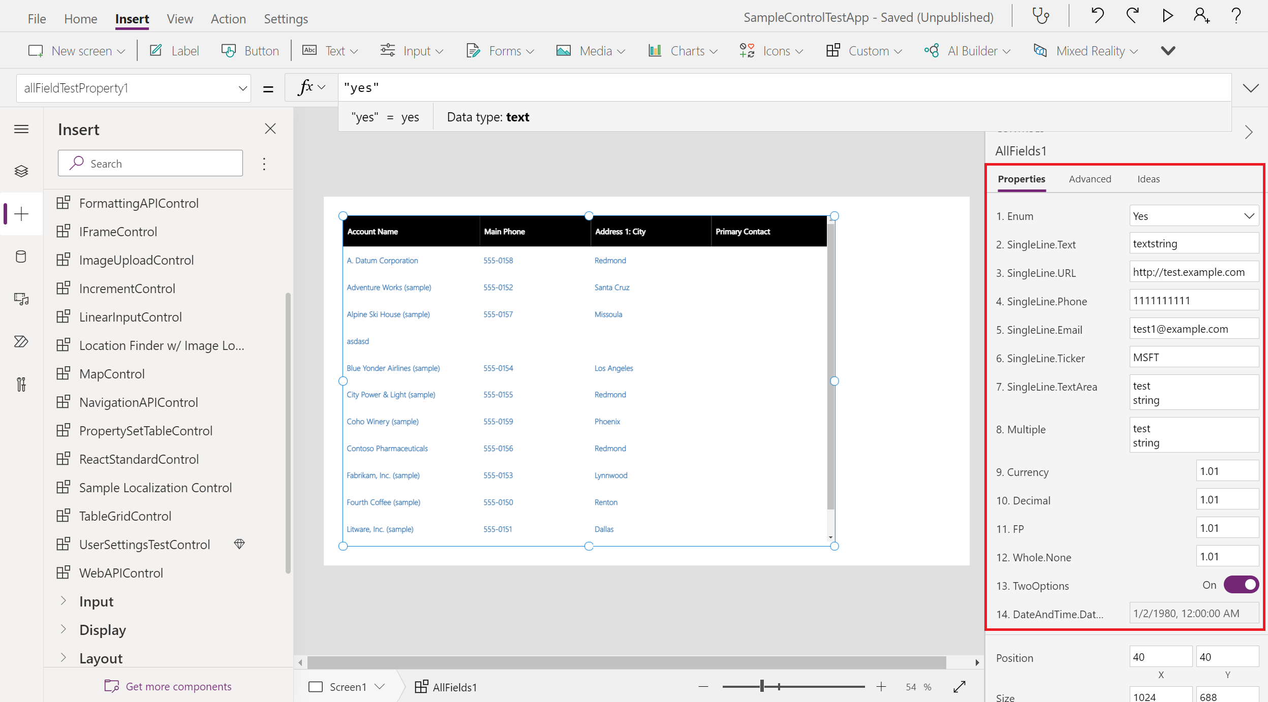 Default properties panel for code components