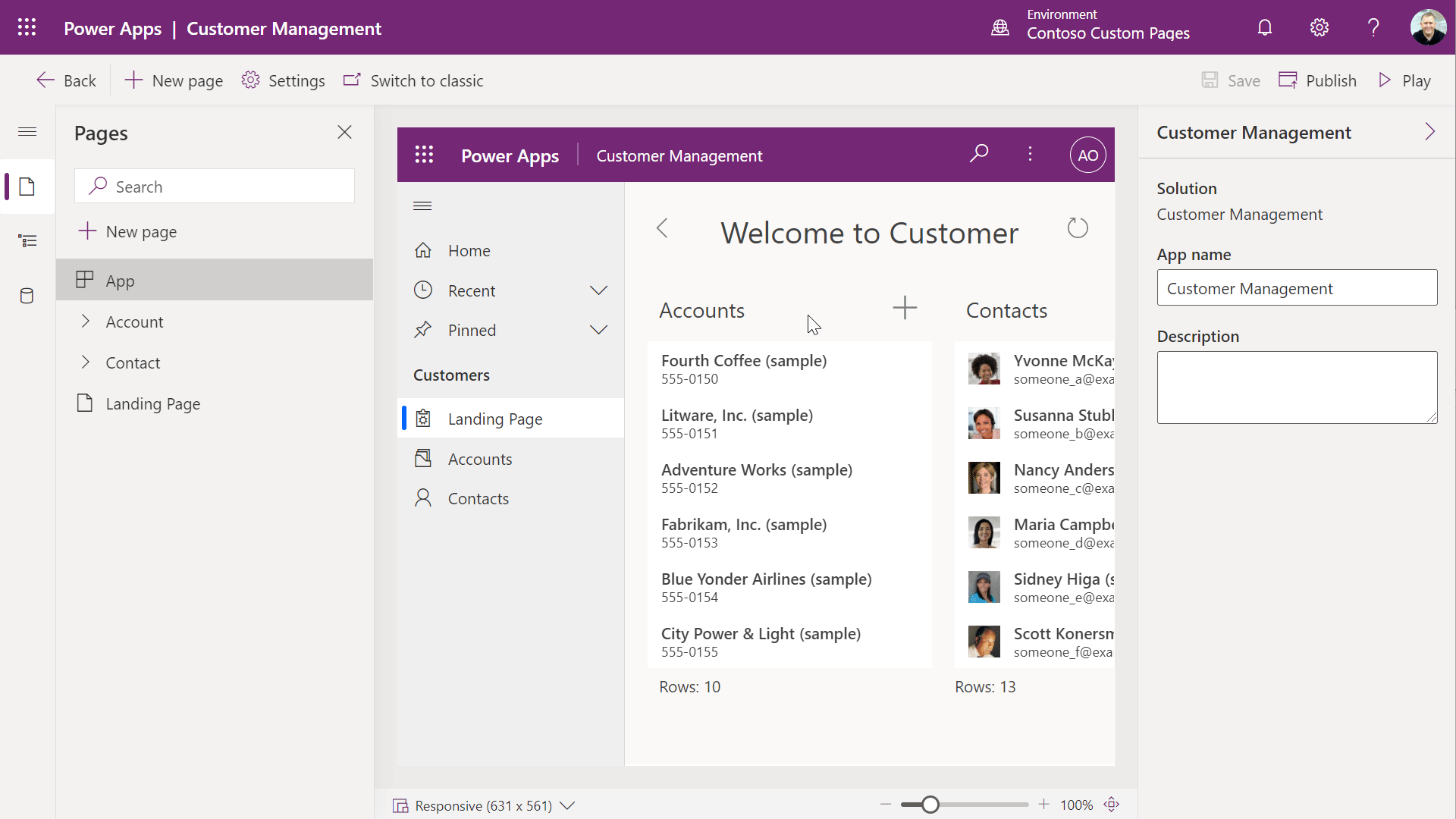App designer live preview of custom page and runtime navigation