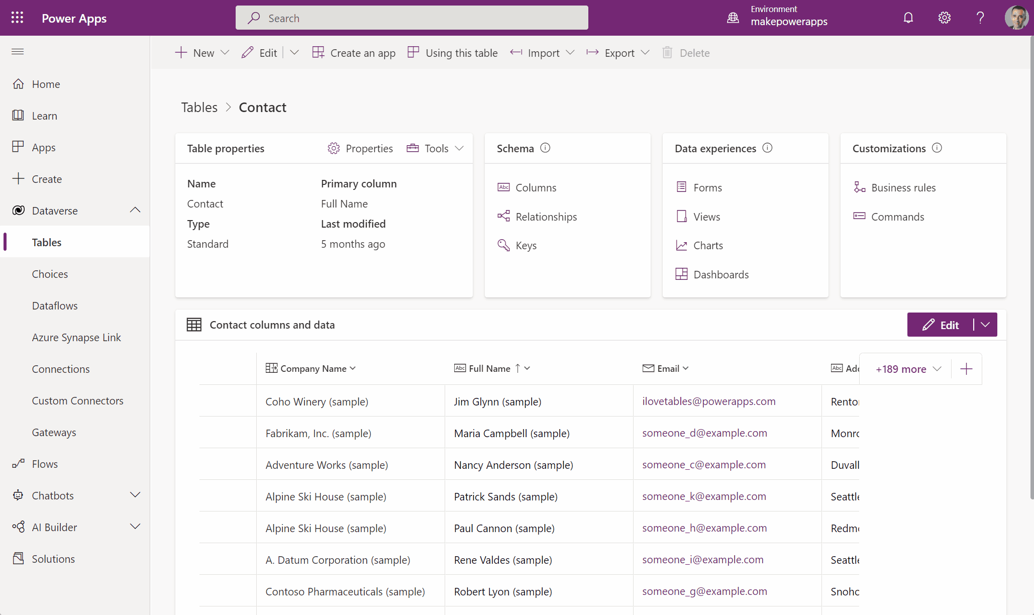 Create an app from a table