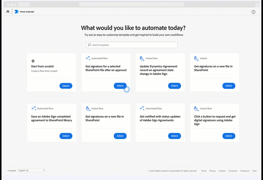 Microsoft Power Automate embed SDK landing page.