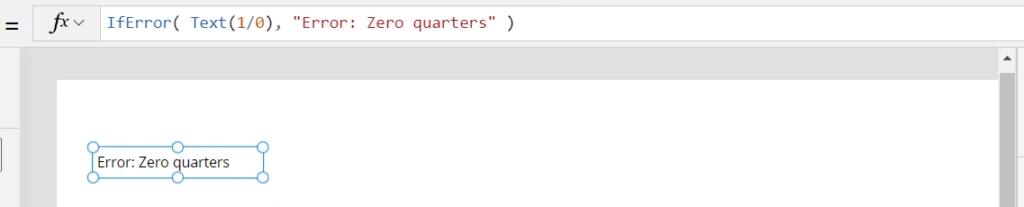 Replacing an error with a text string.