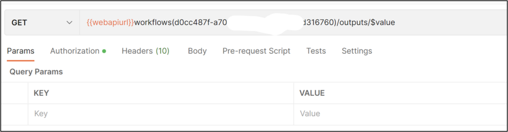 Request: Get output schema for a desktop flow