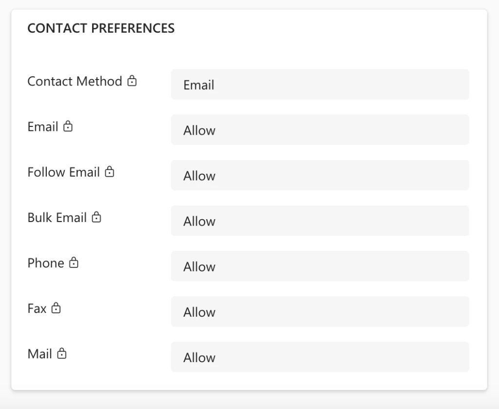 Read-only fields with lock icons