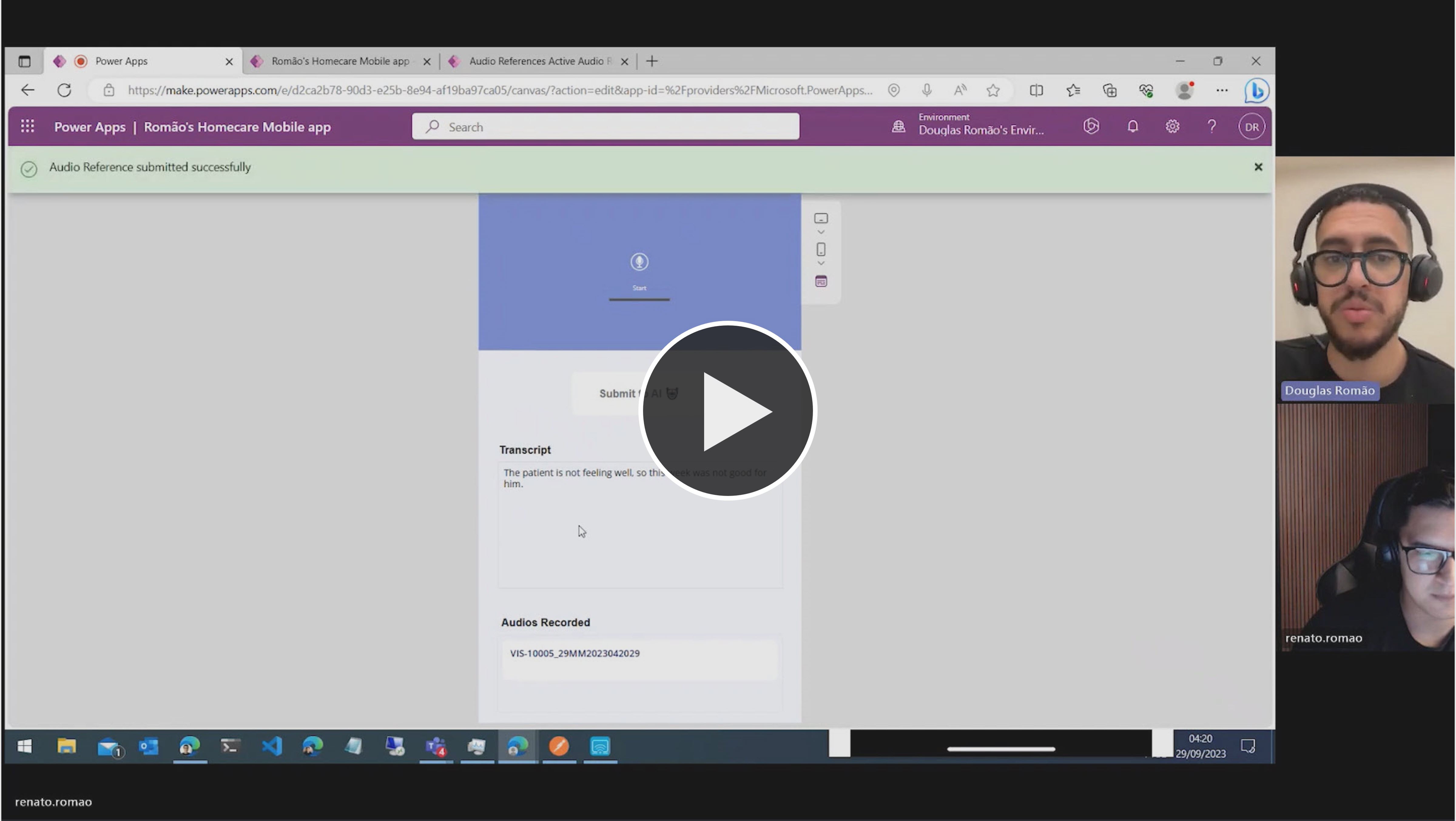 Romão's Homecare mobile app allows doctors and nurses to capture their assessment of patients during in-home visits with assistance from generative AI.