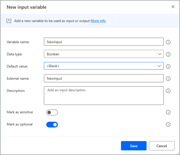 Blank values and optional inputs have been introduced