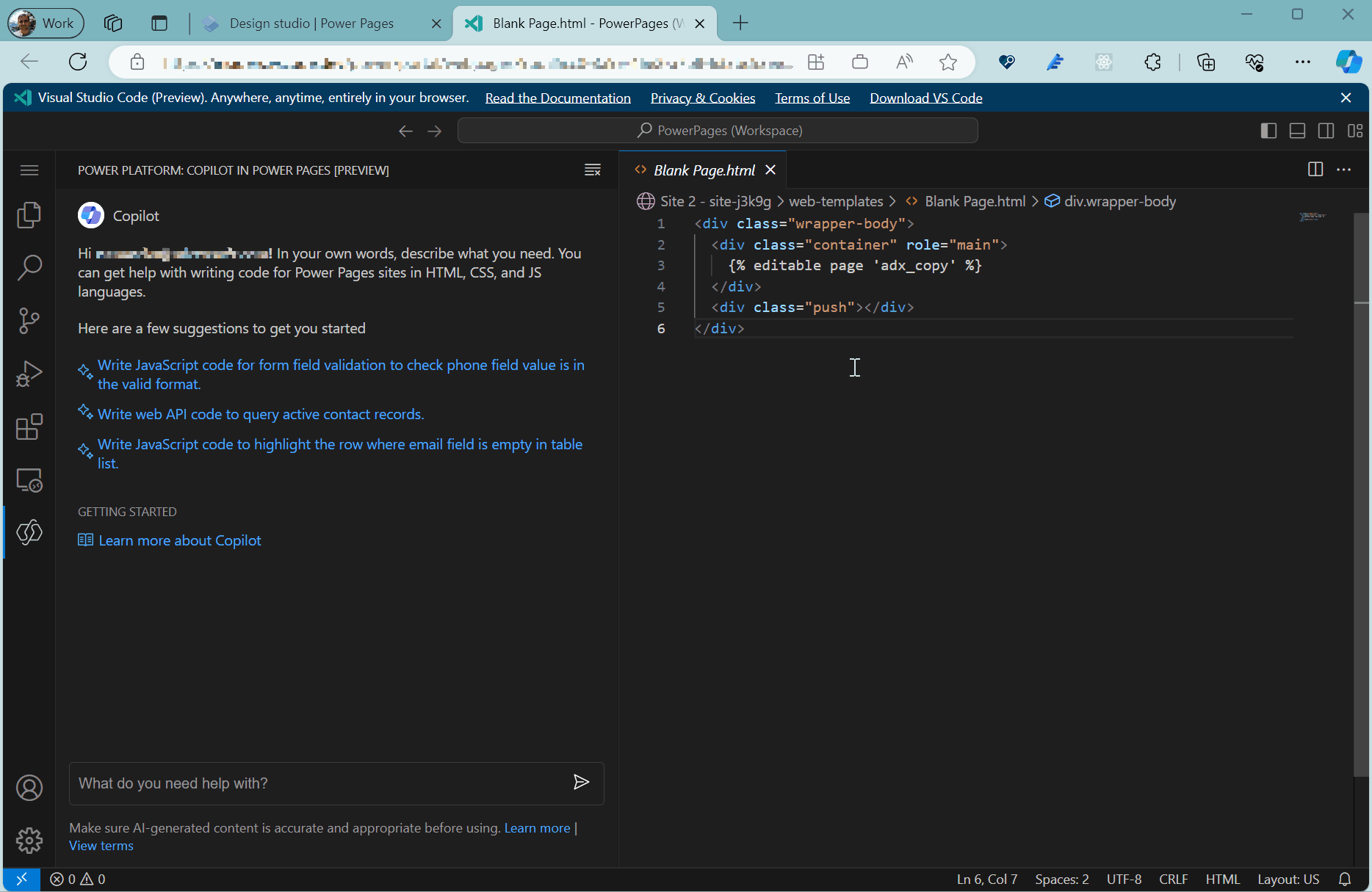Explain code using copilot chat