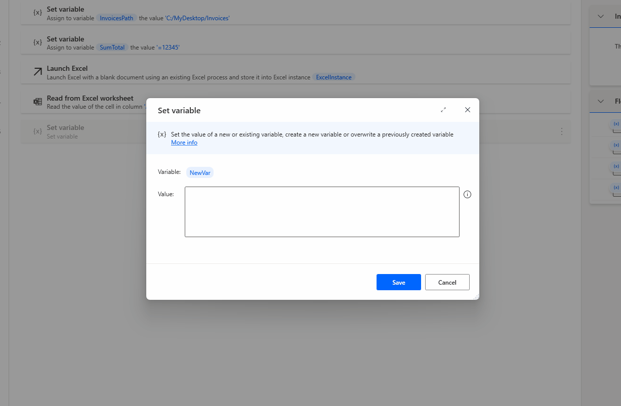 Power Automate for desktop's new variable picker