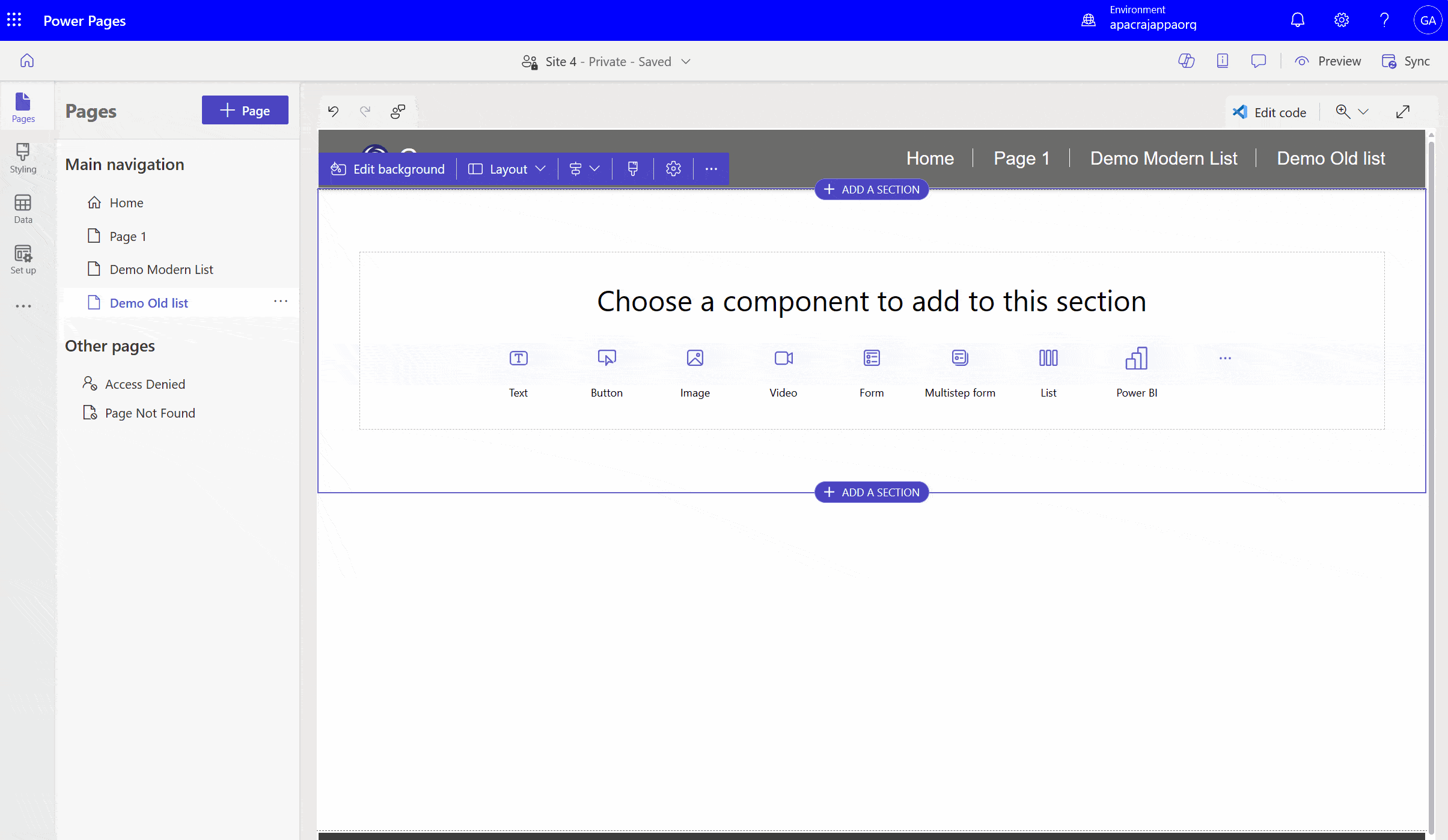 Classic list configuration and site experience.