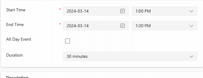 DateTime Entry Updates