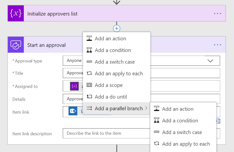 Adding parallel branch before approval