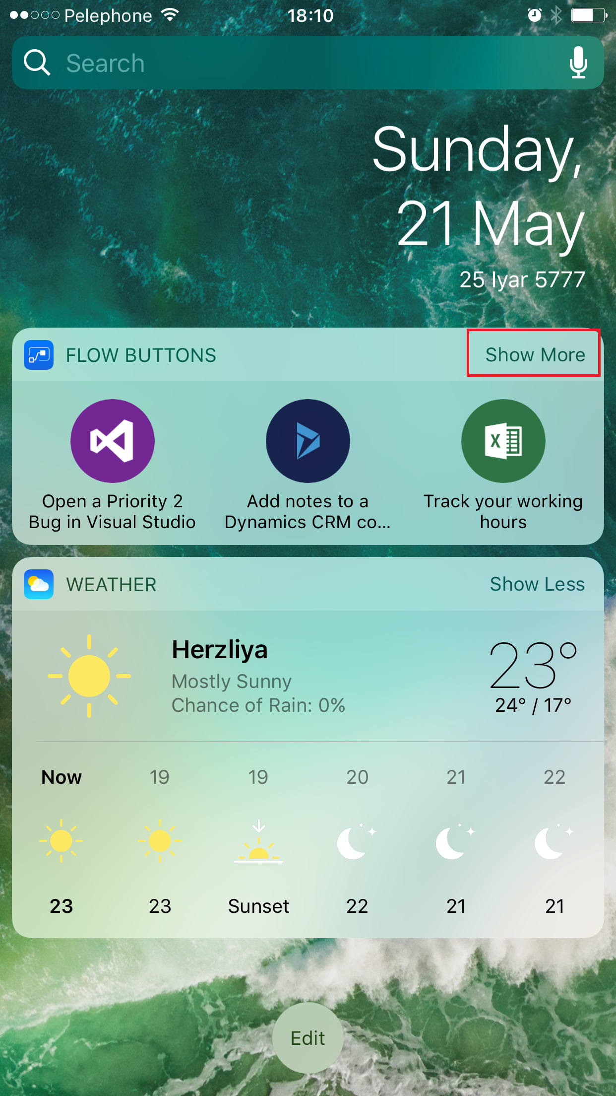 iOS Flow widget added