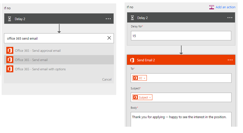 If not condition Actions