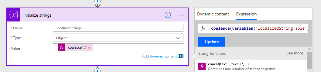 Initializing object variable with coalesce expression