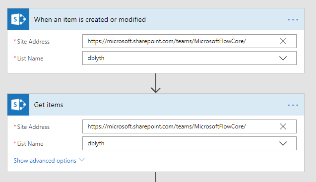 SharePoint trigger and action