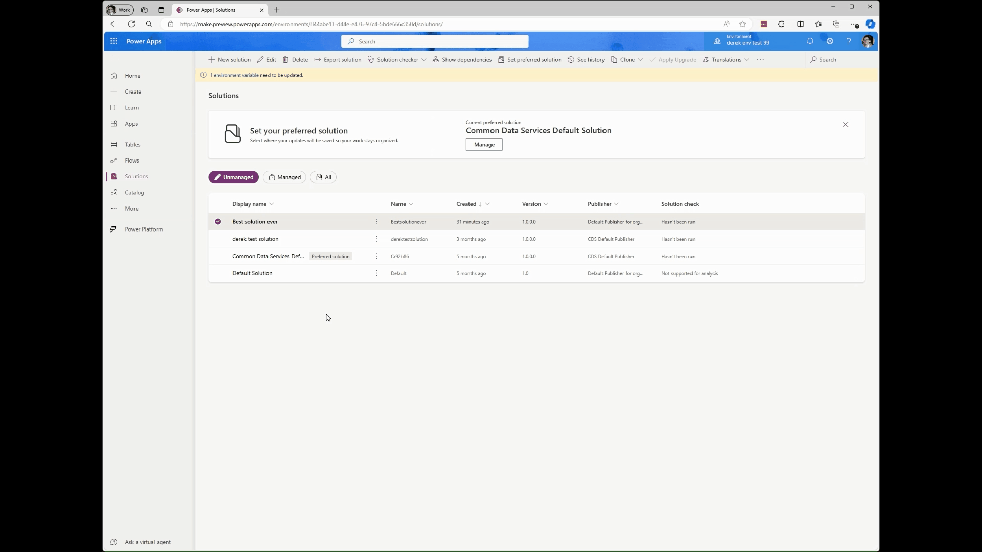 A screen recording showing submitting a solution to the catalog as a template