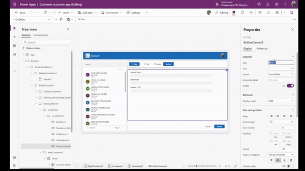 Two authors editing in the same Canvas app within the Canvas designer. 