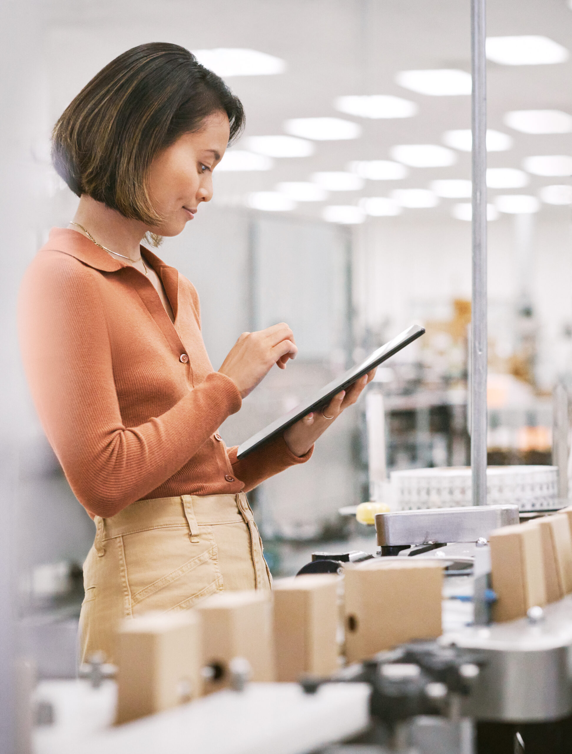 A woman using a tablet