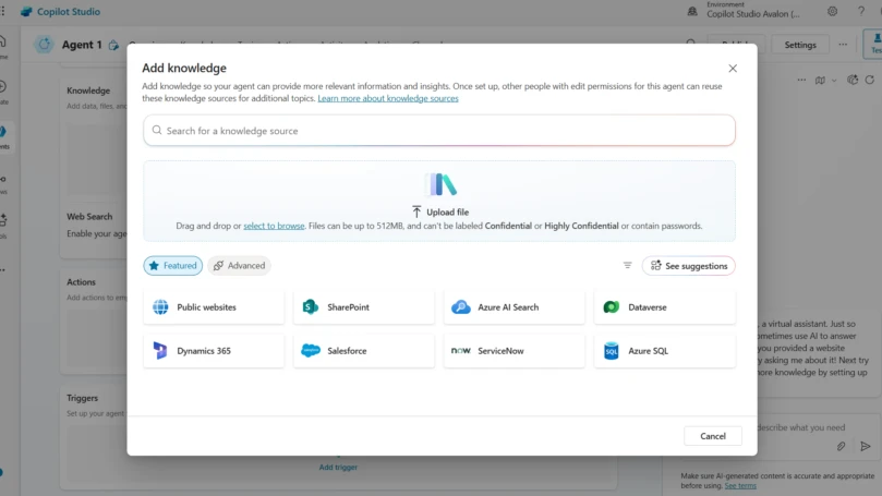 Knowledge in Copilot Studio