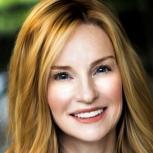 Smiling person with long hair