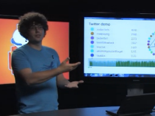 a man standing in front of a computer screen