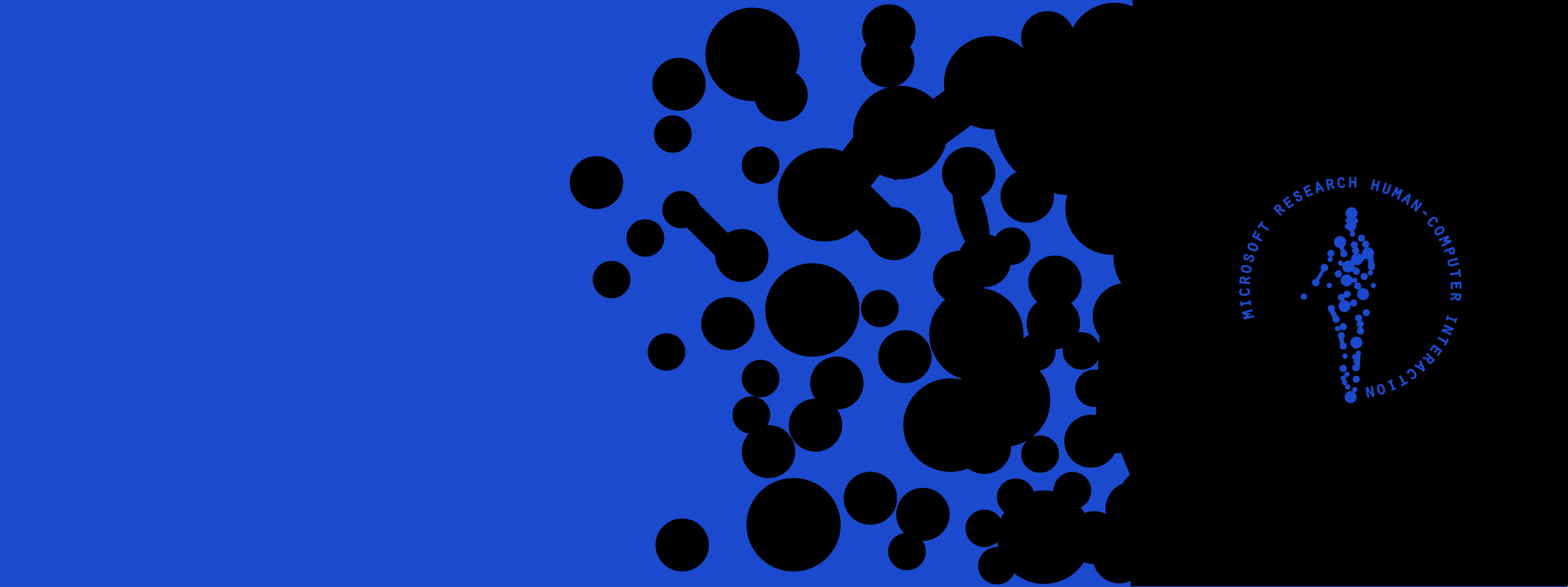 human-computer interaction represented by blue circles in the shape of a human body