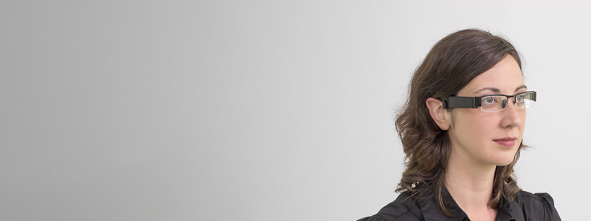 a woman wearing glasses