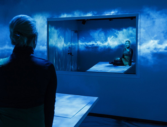 looking at portrait in immersive technologies installation