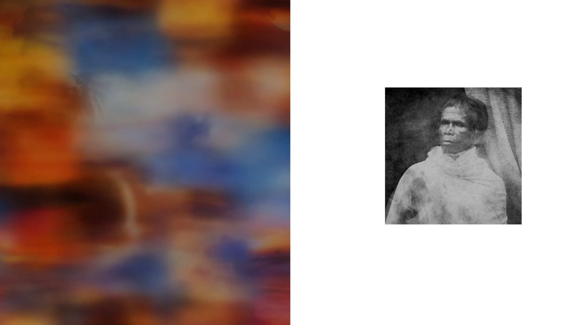 Artist Maja Petrić used machine learning algorithms to create this sky graphic, shown alongside a portrait of woman