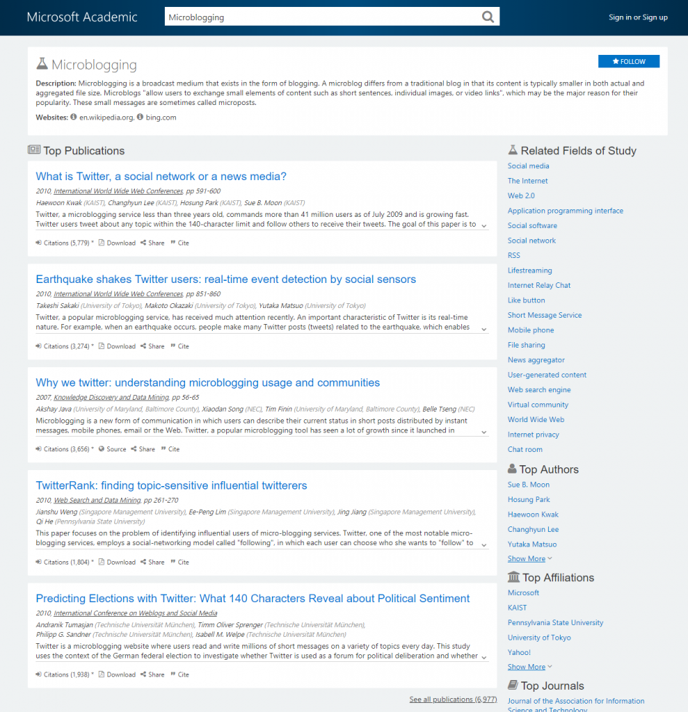 topic detail page for microblogging