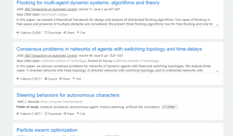Screenshot of list of Related Papers