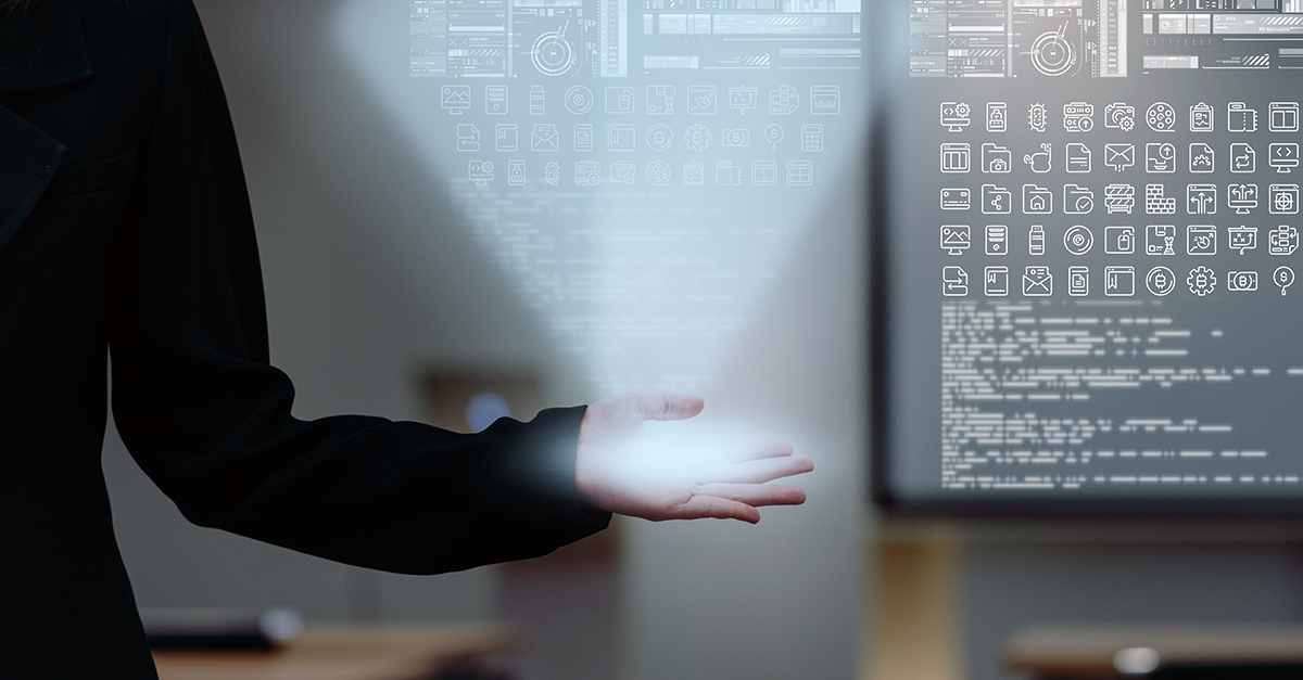 Business AI and IOT concept, Hand of businesswoman in gesture showing the various icon of smart city Internet of Things Technology on modern office