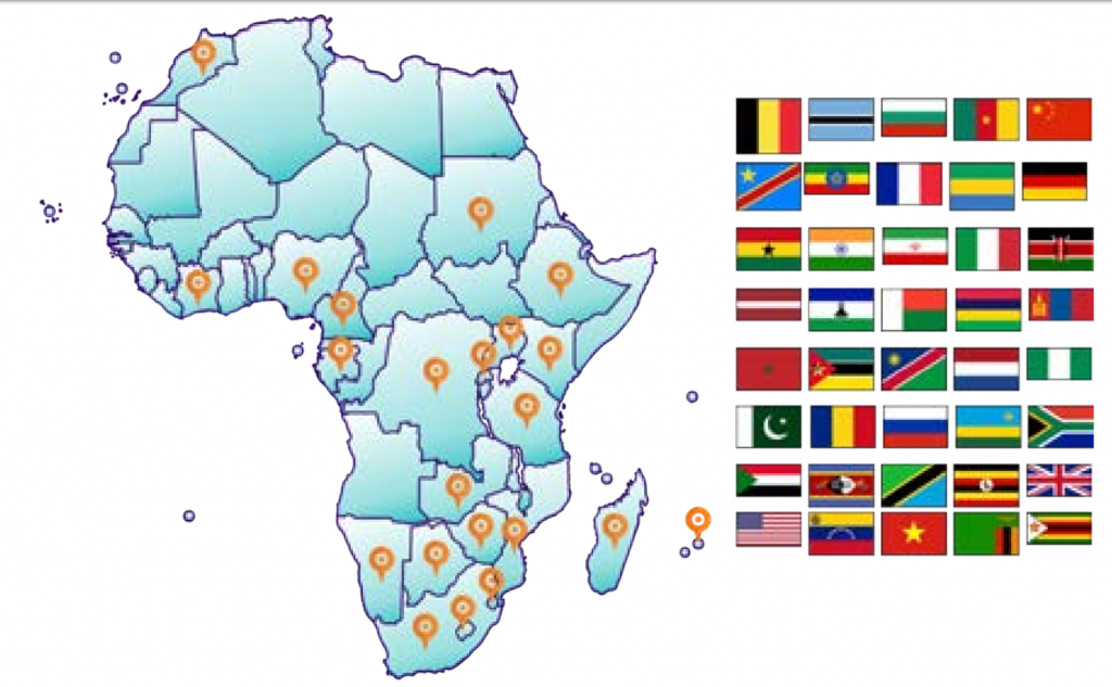 African Map - Indaba 2017 attendance