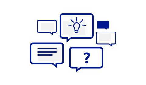 Eyes First games: graphic showing chat boxes