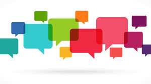 graphic with multiple chat boxes in various colors