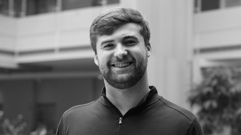 black & white photo of Mark Hamilton