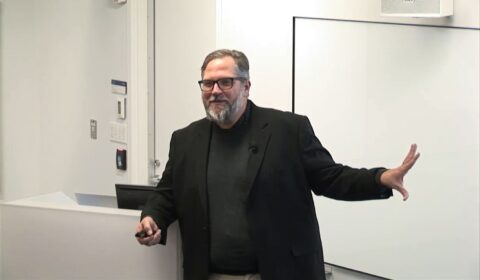 Cliff Lampe giving talk at Microsoft Research