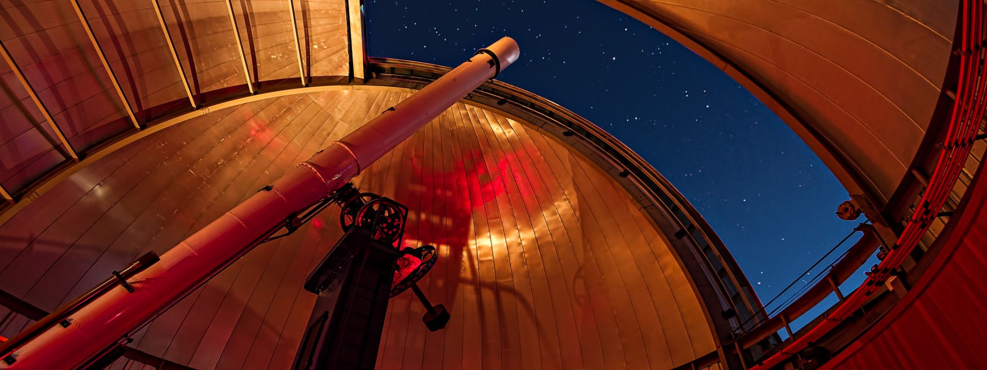 Telescope peering into the night sky