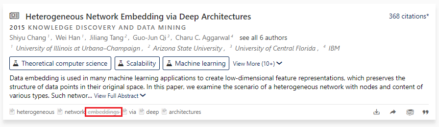 Paper search result with dropped term